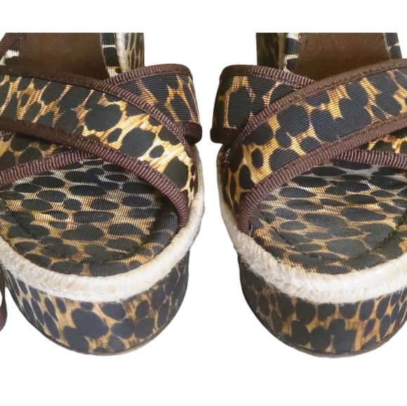 ❤ D&G DOLCE & GABBANA vestiaire collection Leopard  Wedge Platform Sandals - Picture 10 of 16
